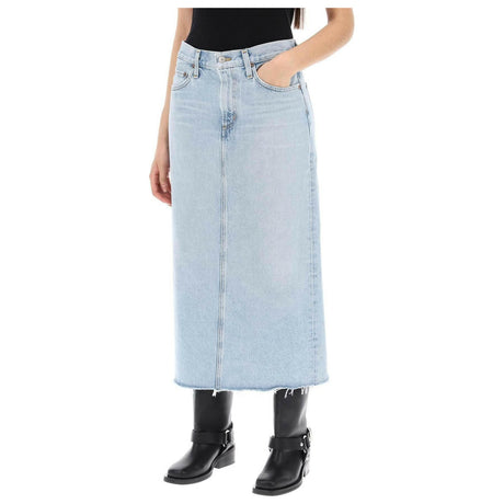 Blue Practice Light Wash Denim Midi Skirt AGOLDE JOHN JULIA.