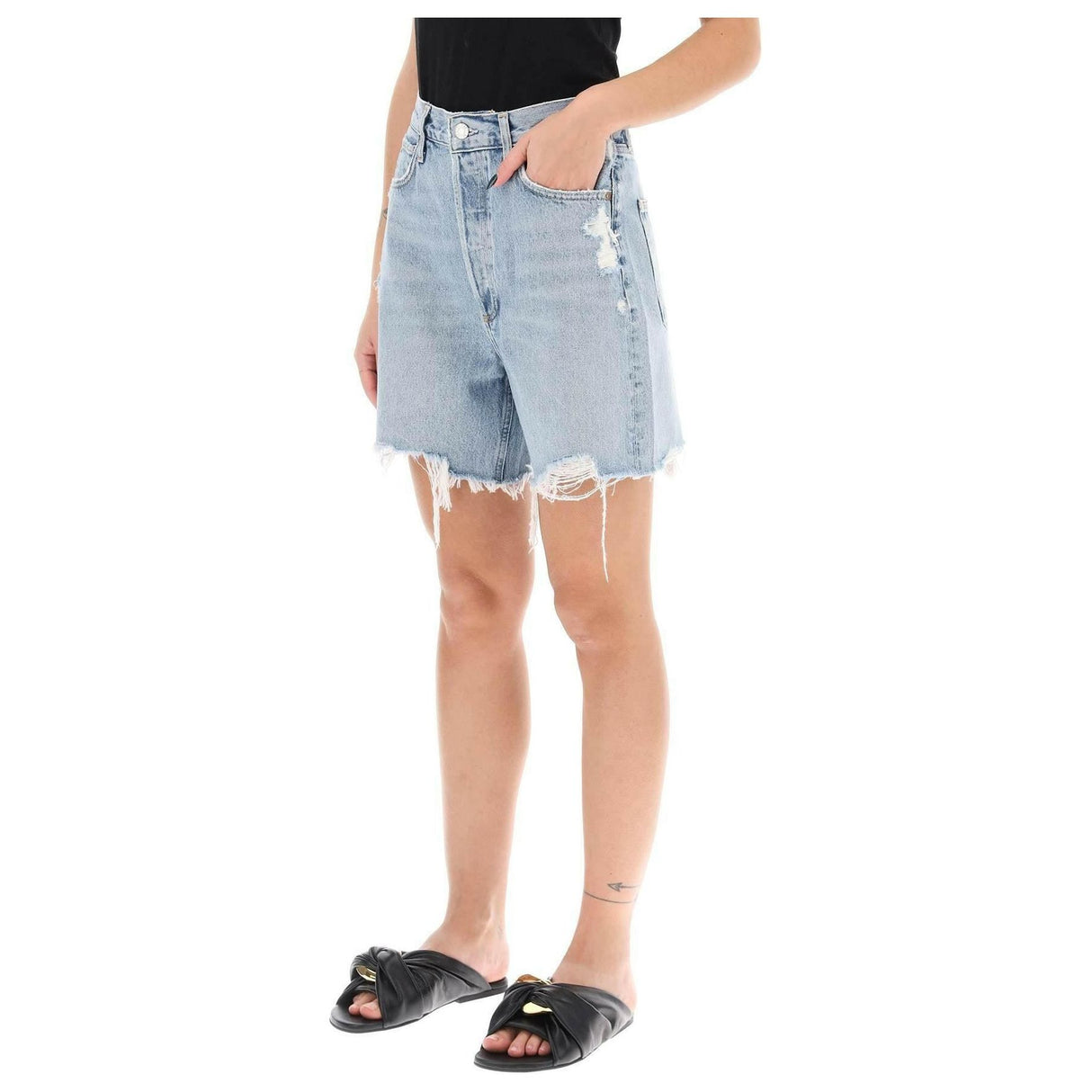 Blue Stella Denim Shorts in Deserted AGOLDE JOHN JULIA.