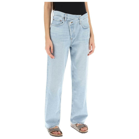 Blue Criss Cross Regenerative Cotton Upsized Jeans in Wired AGOLDE JOHN JULIA.