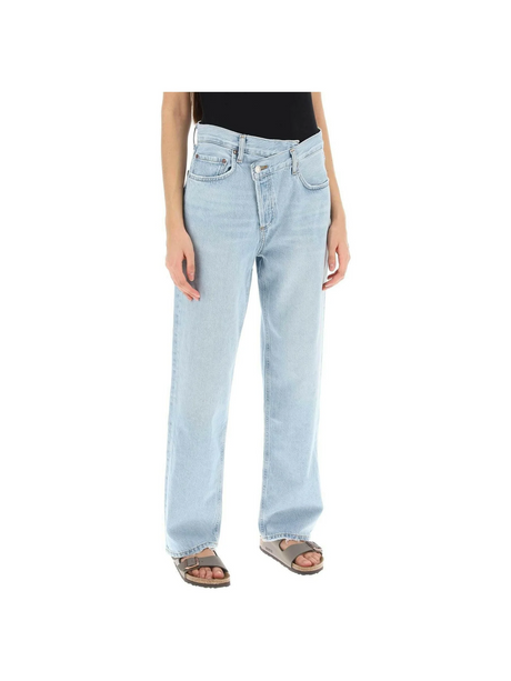 Blue Criss Cross Regenerative Cotton Upsized Jeans in Wired AGOLDE JOHN JULIA.