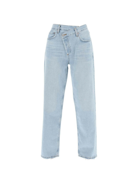 Blue Criss Cross Regenerative Cotton Upsized Jeans in Wired AGOLDE JOHN JULIA.