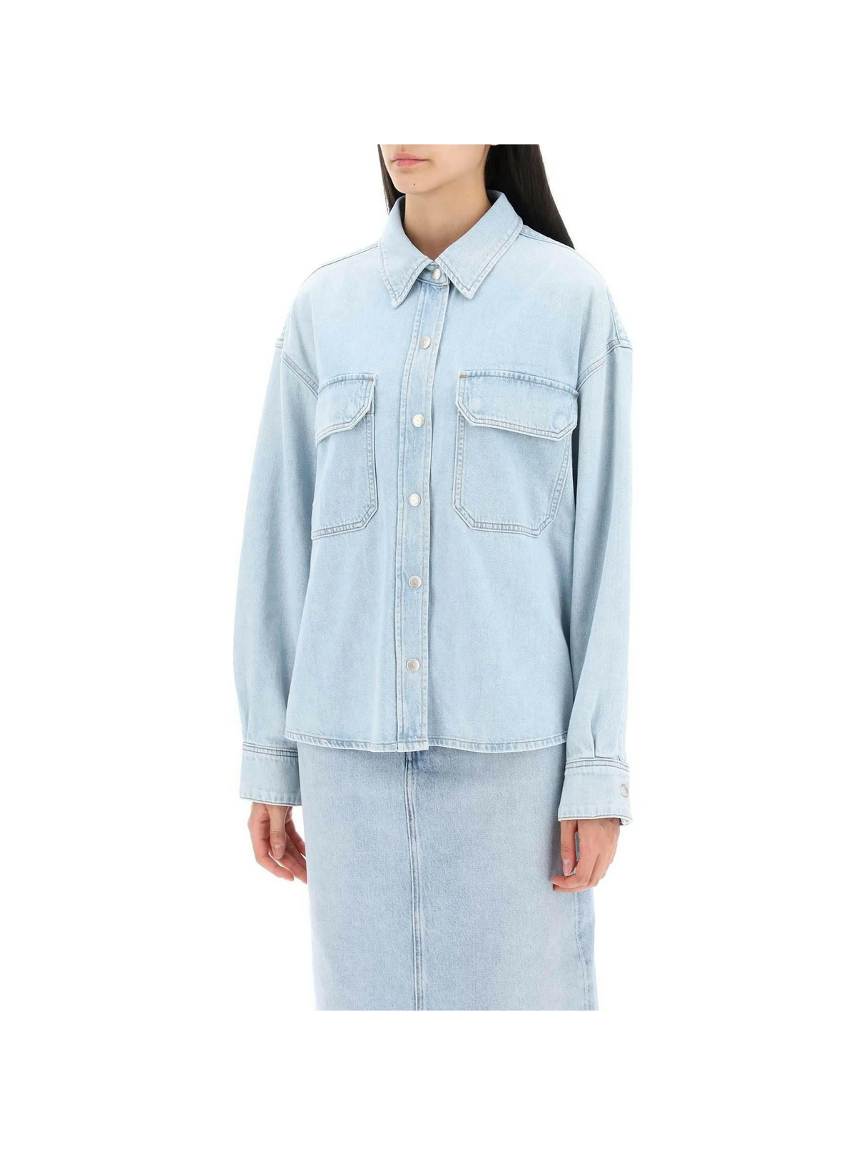 Blue Denim Shirt in Tension AGOLDE JOHN JULIA.