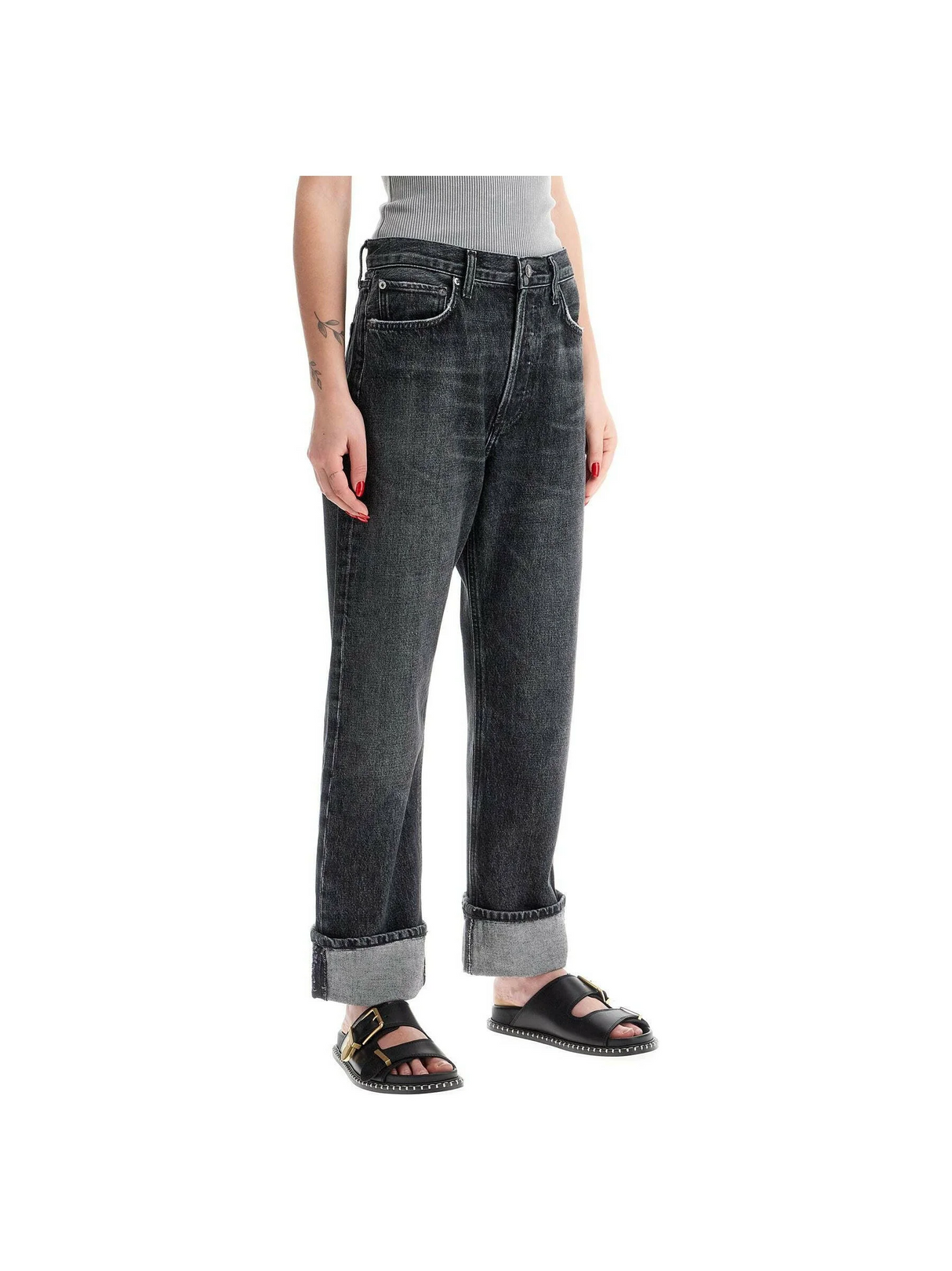 Fran Low Slung Straight Organic Cotton Jeans.