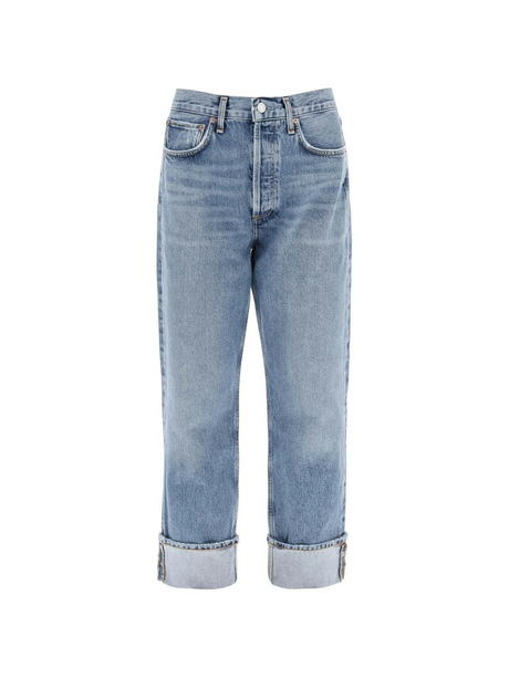 Blue Fran Regenerative Cotton Straight Jeans in Invention AGOLDE JOHN JULIA.