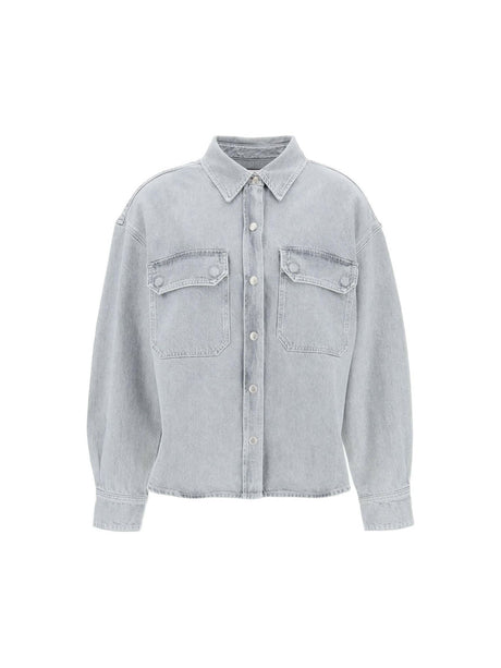 Gray Rain Gwen Recycled-Denim Shirt AGOLDE JOHN JULIA.