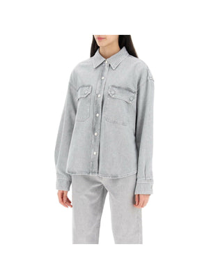 Gray Rain Gwen Recycled-Denim Shirt AGOLDE JOHN JULIA.