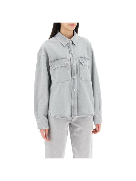 Gray Rain Gwen Recycled-Denim Shirt AGOLDE JOHN JULIA.