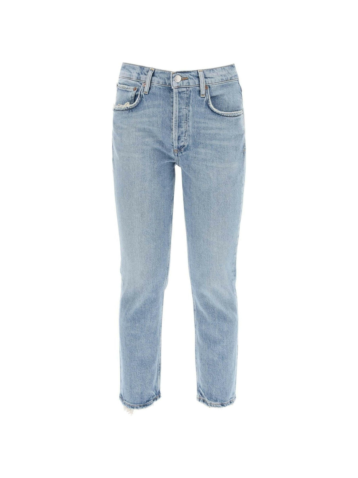 Blue High Rise Straight Cropped Jeans in Quiver AGOLDE JOHN JULIA.