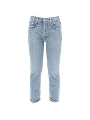 Blue High Rise Straight Cropped Jeans in Quiver AGOLDE JOHN JULIA.