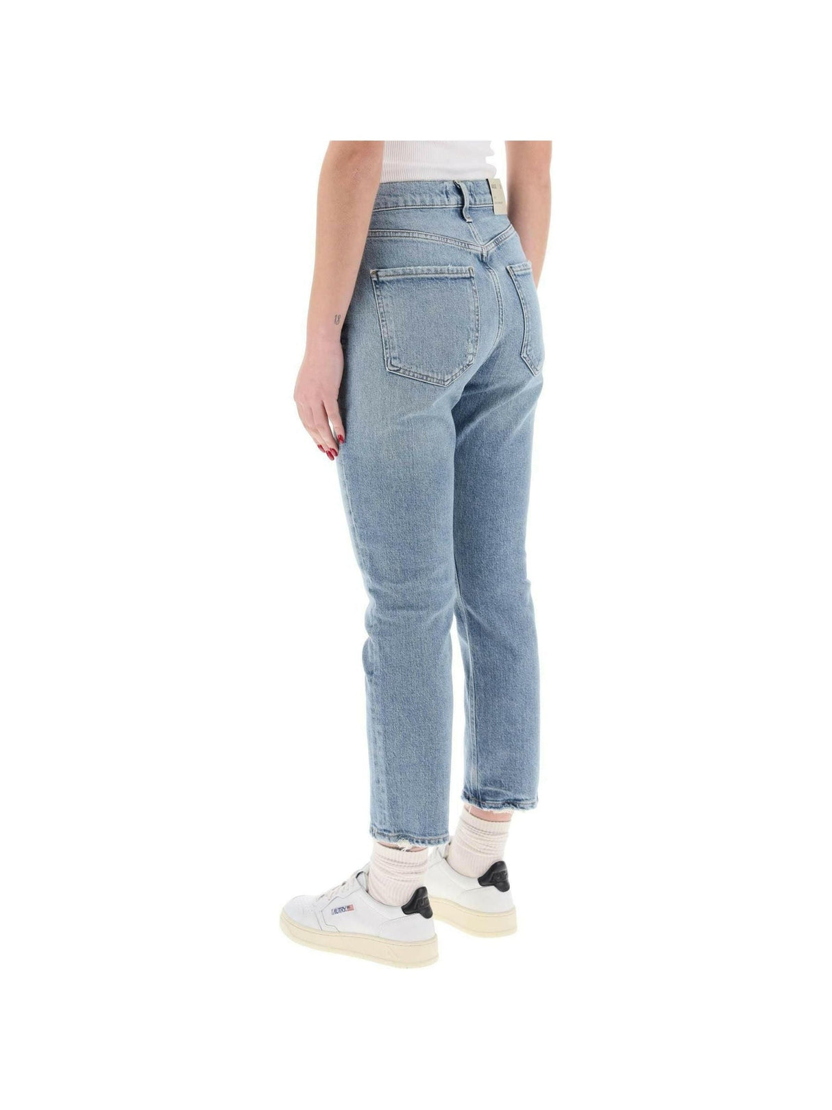 Blue High Rise Straight Cropped Jeans in Quiver AGOLDE JOHN JULIA.