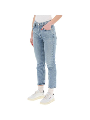 Blue High Rise Straight Cropped Jeans in Quiver AGOLDE JOHN JULIA.