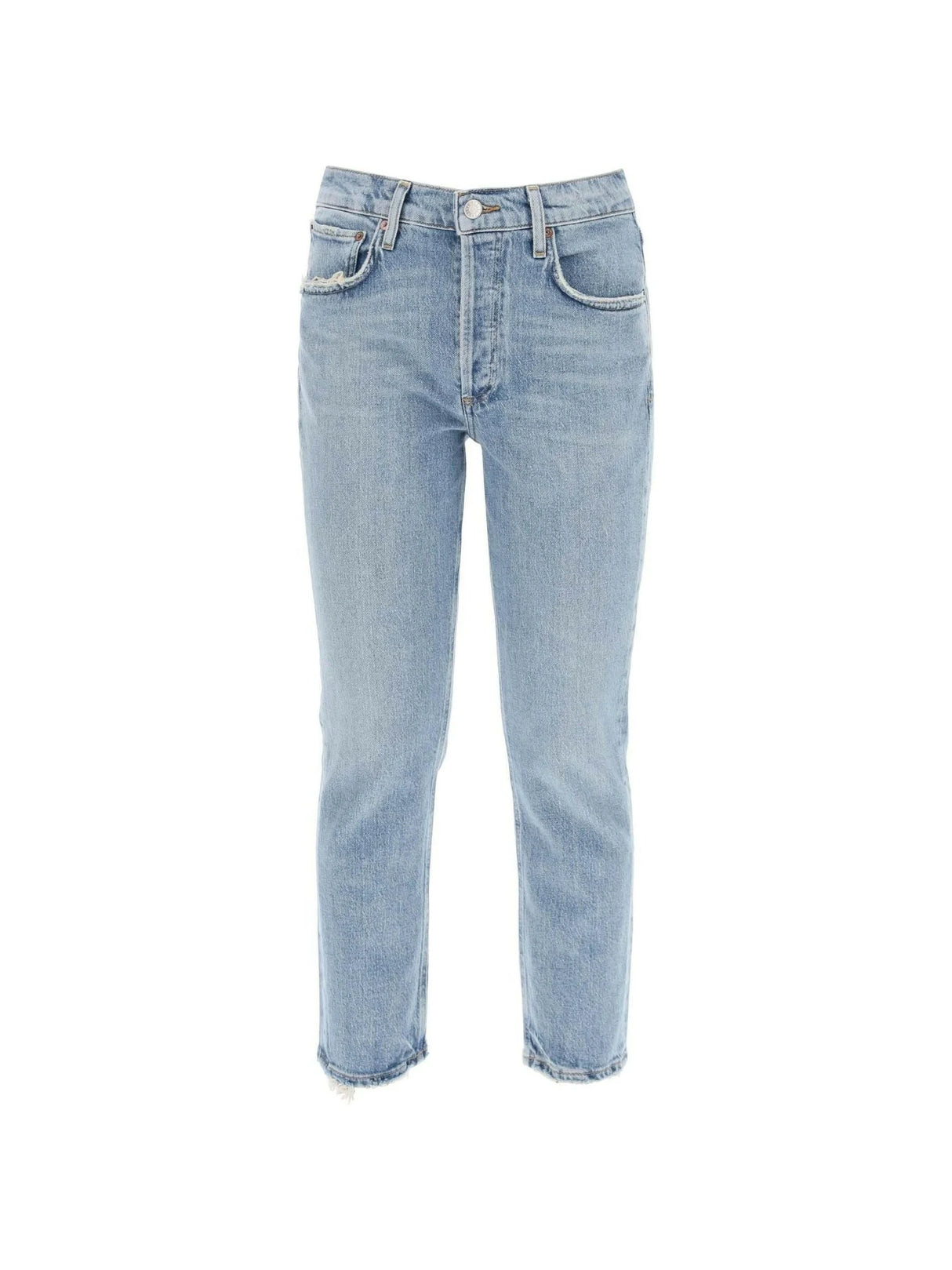 Blue High Rise Straight Cropped Jeans in Quiver AGOLDE JOHN JULIA.