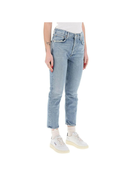 Blue High Rise Straight Cropped Jeans in Quiver AGOLDE JOHN JULIA.