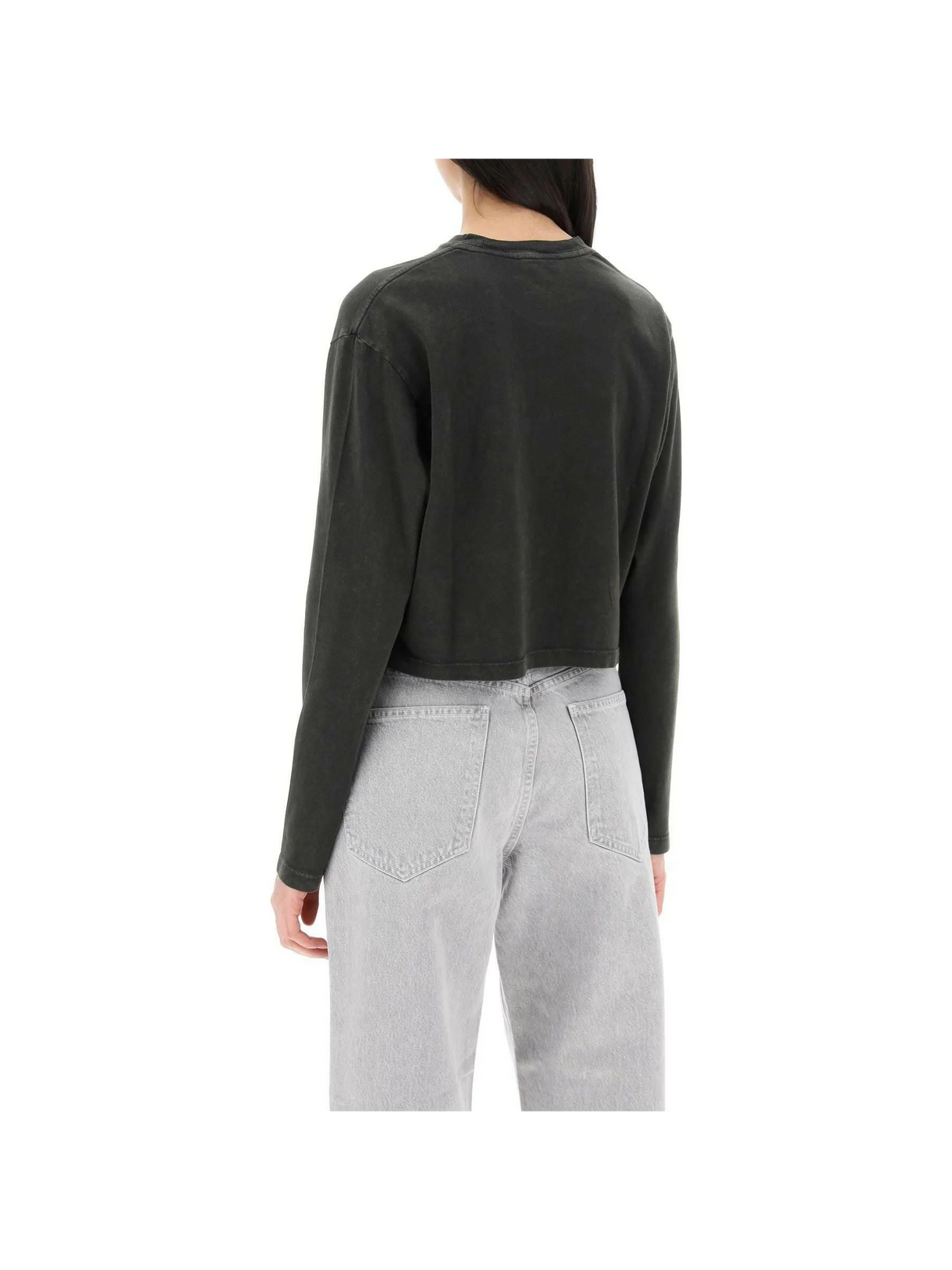 Mason' Gray Fracture Soft Organic Cotton Jersey Cropped Long-Sleeved T-Shirt AGOLDE JOHN JULIA.