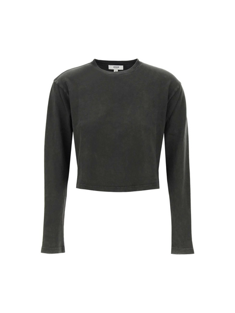 Mason' Gray Fracture Soft Organic Cotton Jersey Cropped Long-Sleeved T-Shirt AGOLDE JOHN JULIA.