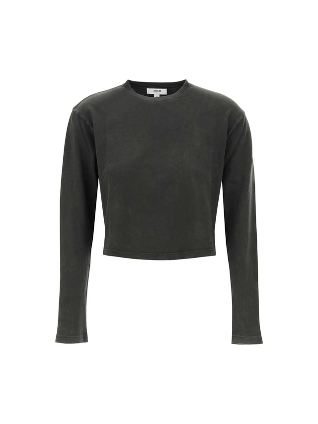 Mason' Gray Fracture Soft Organic Cotton Jersey Cropped Long-Sleeved T-Shirt AGOLDE JOHN JULIA.