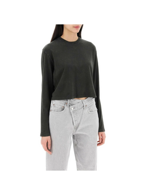 Mason' Gray Fracture Soft Organic Cotton Jersey Cropped Long-Sleeved T-Shirt AGOLDE JOHN JULIA.