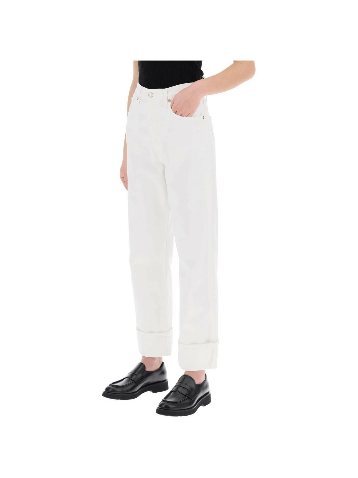 White Milkshake Fran Low Slung Organic Cotton Straight-Leg Jeans AGOLDE JOHN JULIA.