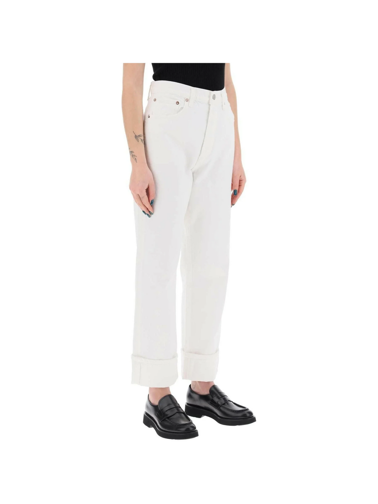 White Milkshake Fran Low Slung Organic Cotton Straight-Leg Jeans AGOLDE JOHN JULIA.