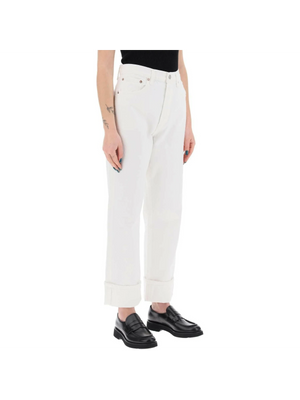 White Milkshake Fran Low Slung Organic Cotton Straight-Leg Jeans AGOLDE JOHN JULIA.