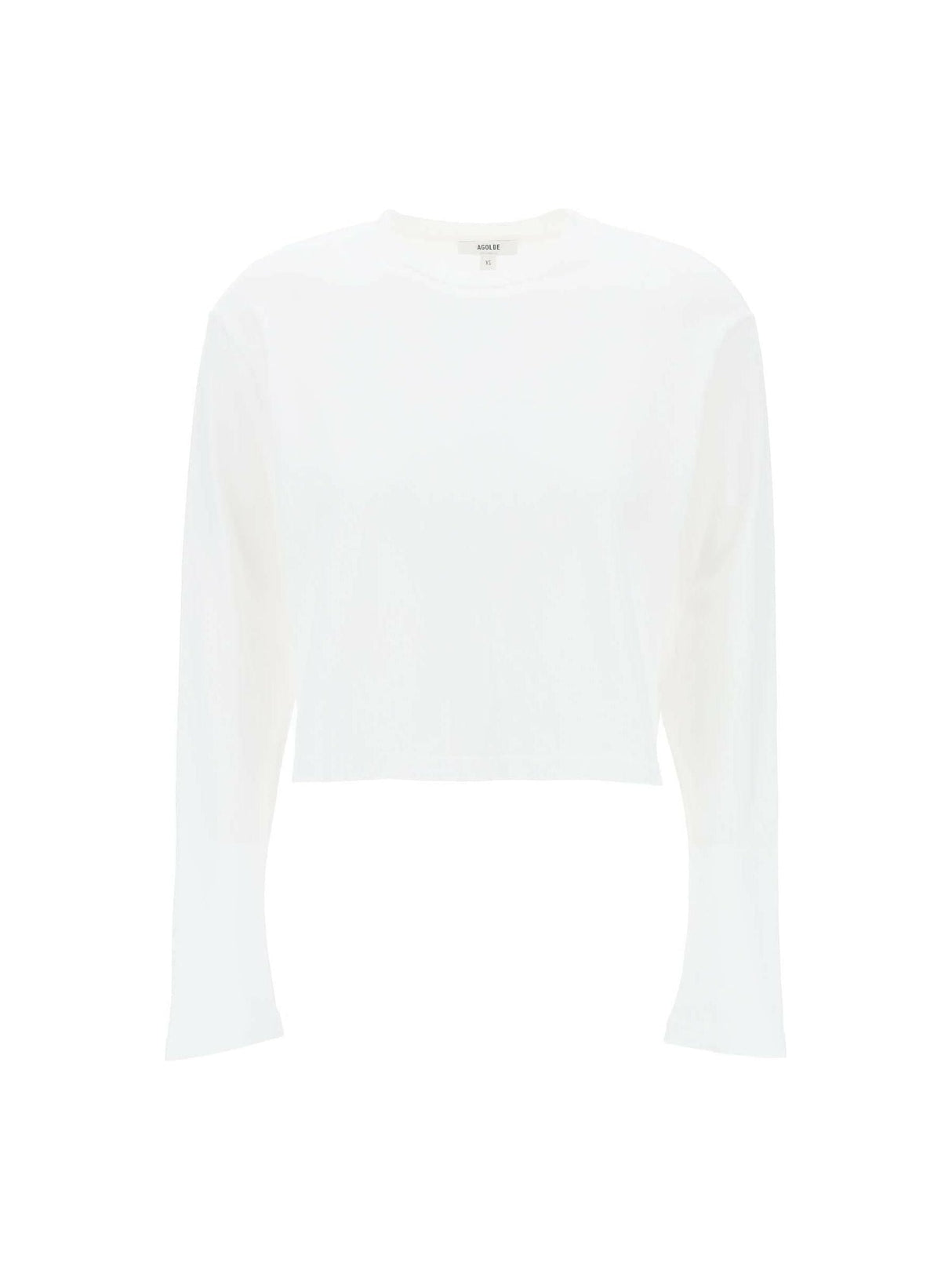 White Organic Cotton Cropped Long-Sleeve T-Shirt AGOLDE JOHN JULIA.