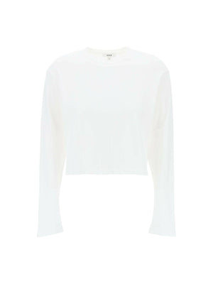 White Organic Cotton Cropped Long-Sleeve T-Shirt AGOLDE JOHN JULIA.