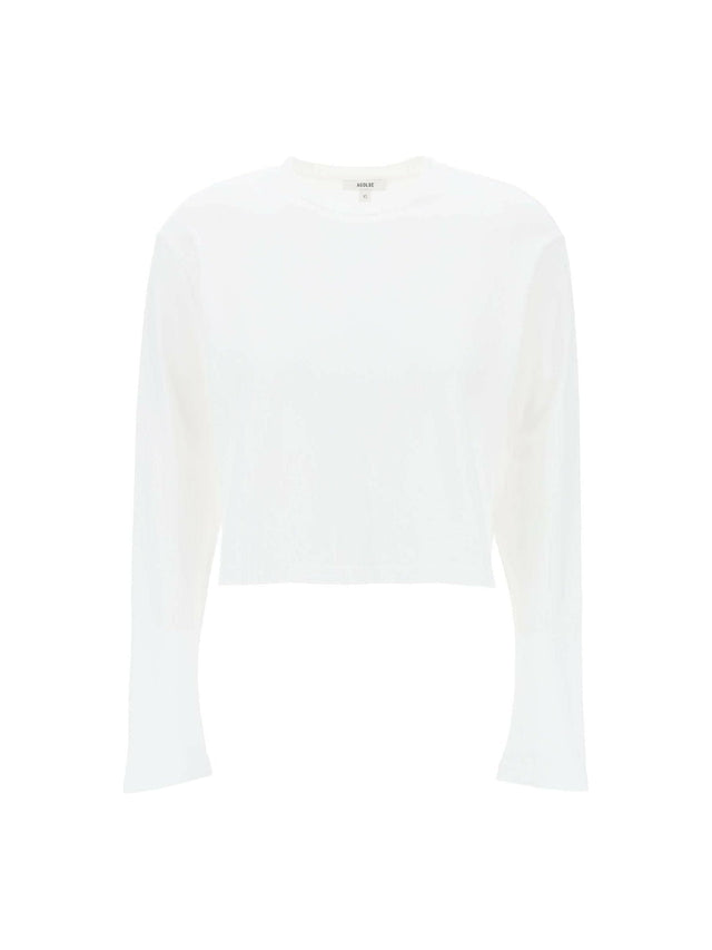 White Organic Cotton Cropped Long-Sleeve T-Shirt AGOLDE JOHN JULIA.