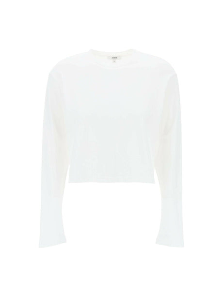 White Organic Cotton Cropped Long-Sleeve T-Shirt AGOLDE JOHN JULIA.