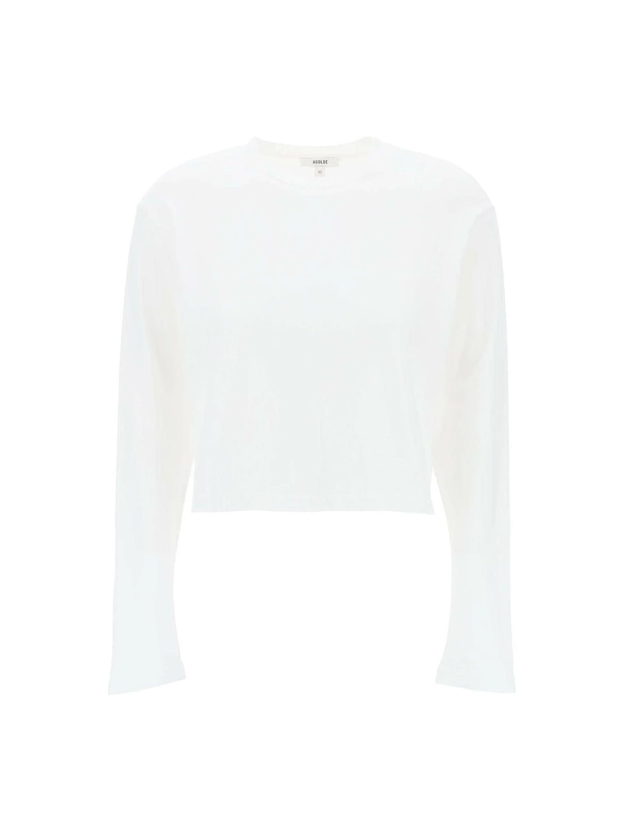 White Organic Cotton Cropped Long-Sleeve T-Shirt AGOLDE JOHN JULIA.