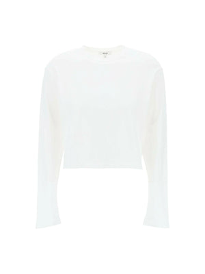 White Organic Cotton Cropped Long-Sleeve T-Shirt AGOLDE JOHN JULIA.