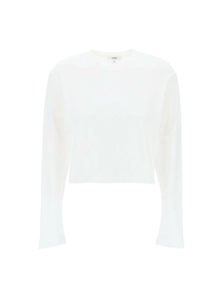 White Organic Cotton Cropped Long-Sleeve T-Shirt AGOLDE JOHN JULIA.