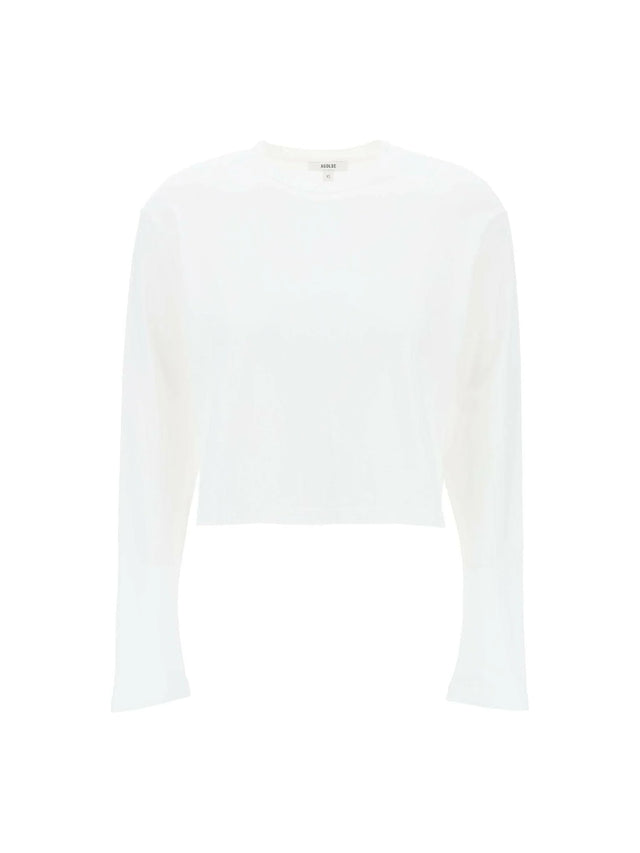 White Organic Cotton Cropped Long-Sleeve T-Shirt AGOLDE JOHN JULIA.