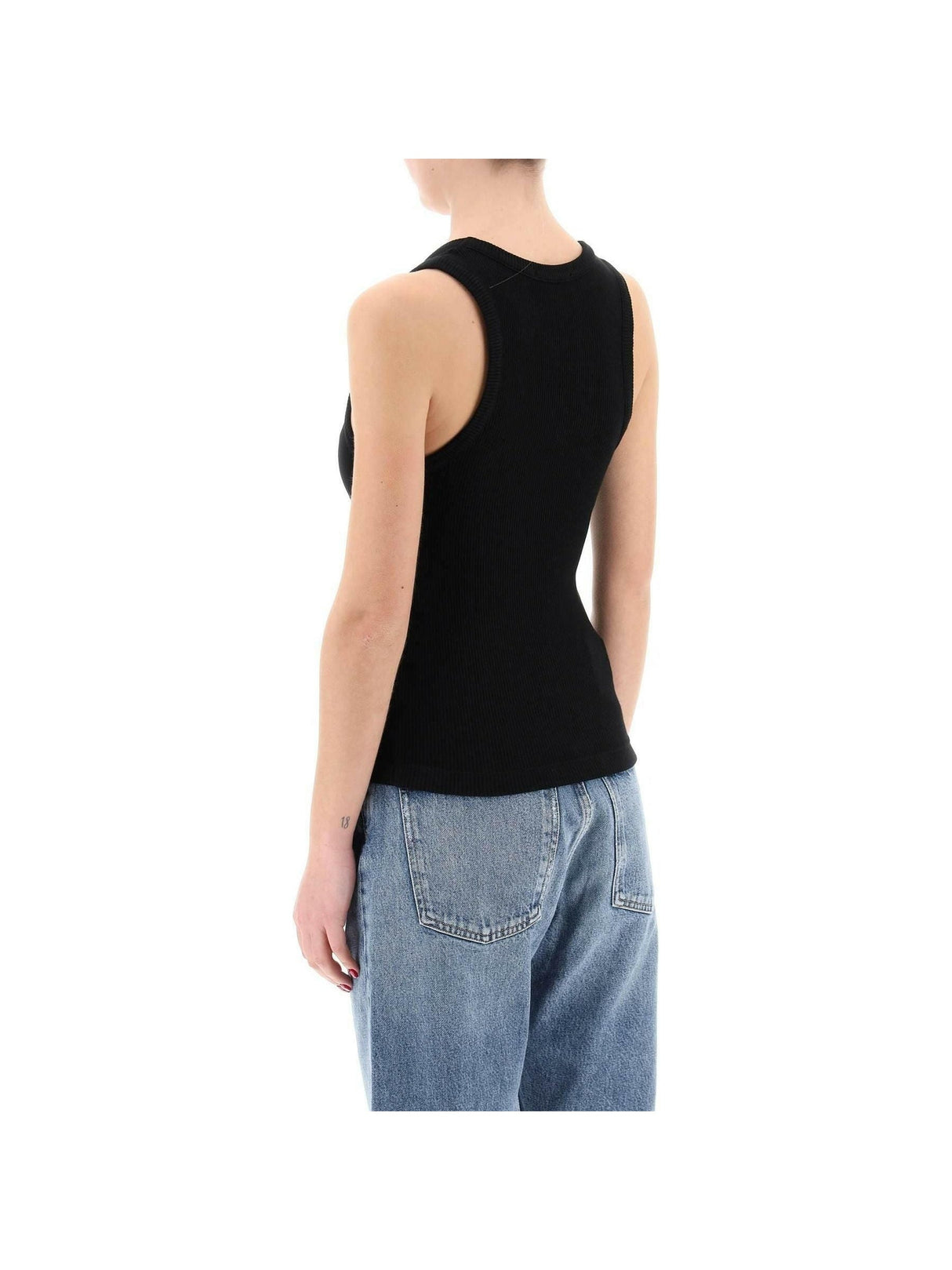 Black Organic Cotton Poppy Ribbed Tank Top AGOLDE JOHN JULIA.