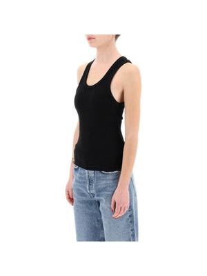 Black Organic Cotton Poppy Ribbed Tank Top AGOLDE JOHN JULIA.