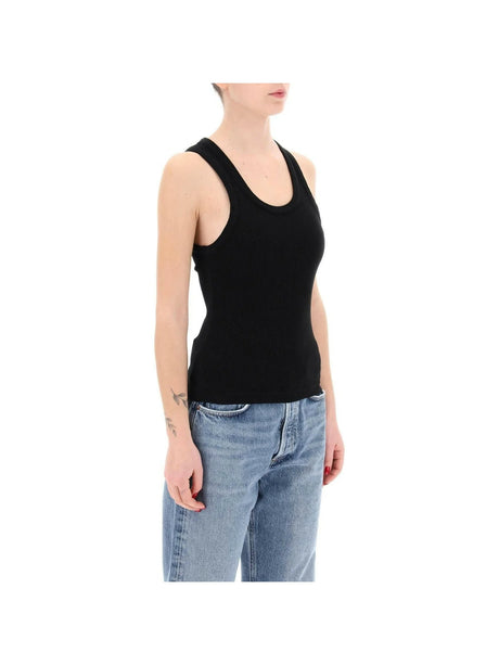 Black Organic Cotton Poppy Ribbed Tank Top AGOLDE JOHN JULIA.