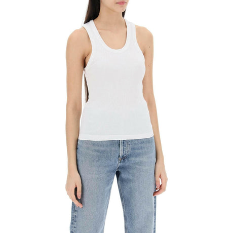 White Poppy Ribbed Organic Cotton-Blend Tank Top AGOLDE JOHN JULIA.