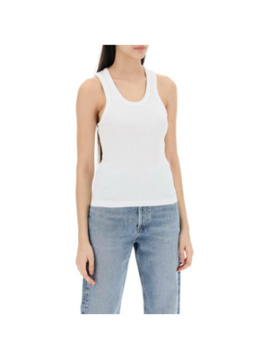 White Poppy Ribbed Organic Cotton-Blend Tank Top AGOLDE JOHN JULIA.