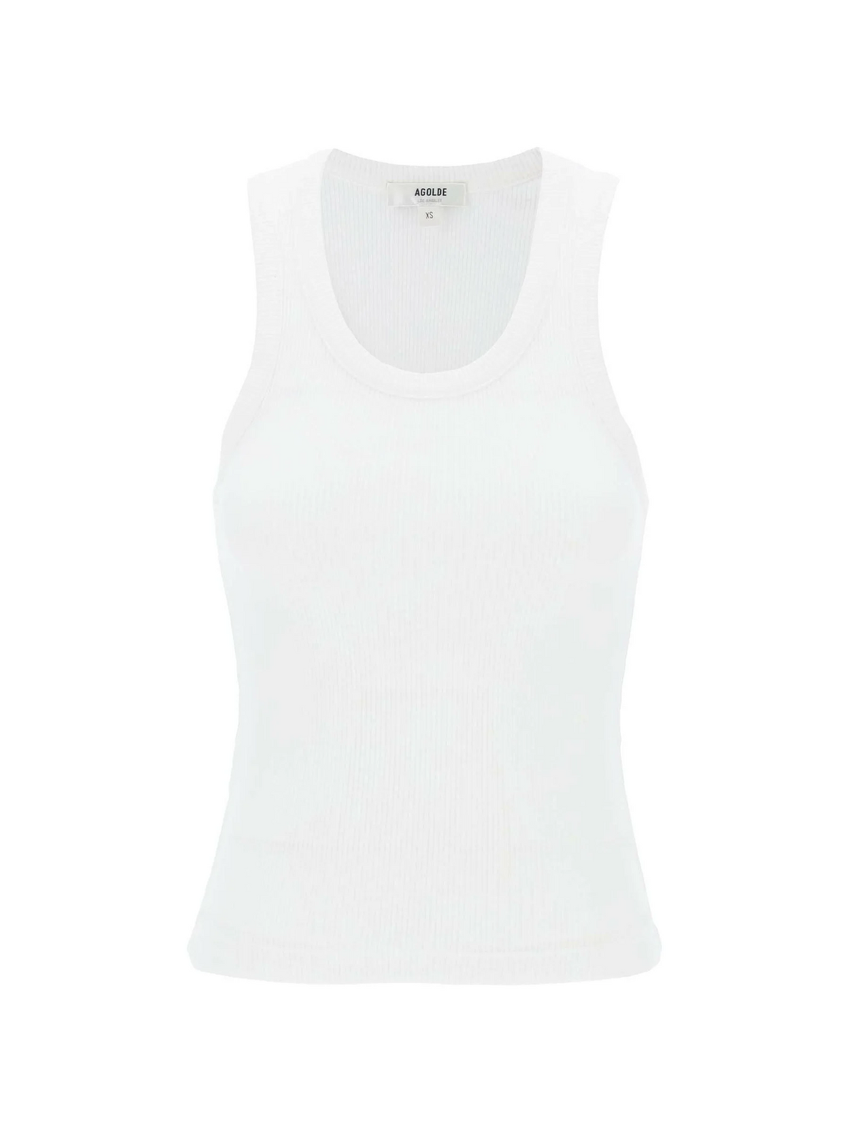 White Poppy Ribbed Organic Cotton-Blend Tank Top AGOLDE JOHN JULIA.