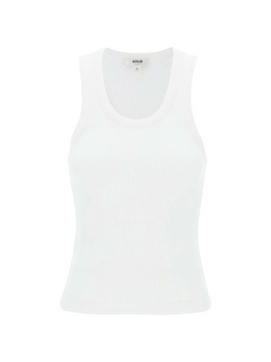 White Poppy Ribbed Organic Cotton-Blend Tank Top AGOLDE JOHN JULIA.