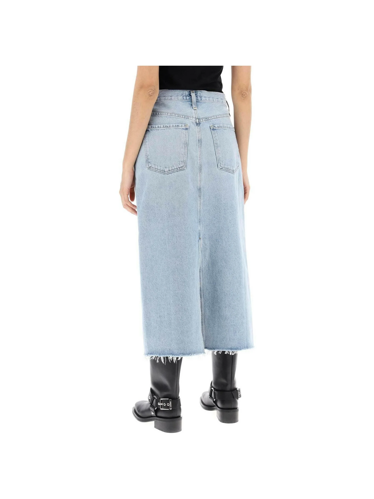 Blue Practice Light Wash Denim Midi Skirt AGOLDE JOHN JULIA.