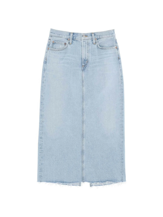 Blue Practice Light Wash Denim Midi Skirt AGOLDE JOHN JULIA.