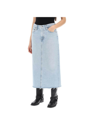 Blue Practice Light Wash Denim Midi Skirt AGOLDE JOHN JULIA.