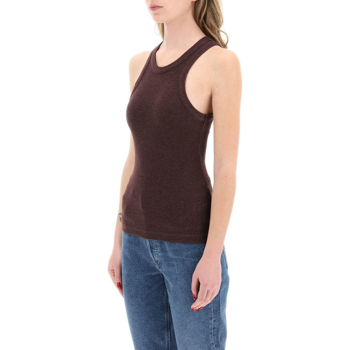 Red Raisin Bailey Knit Sleeveless Tank Top AGOLDE JOHN JULIA.