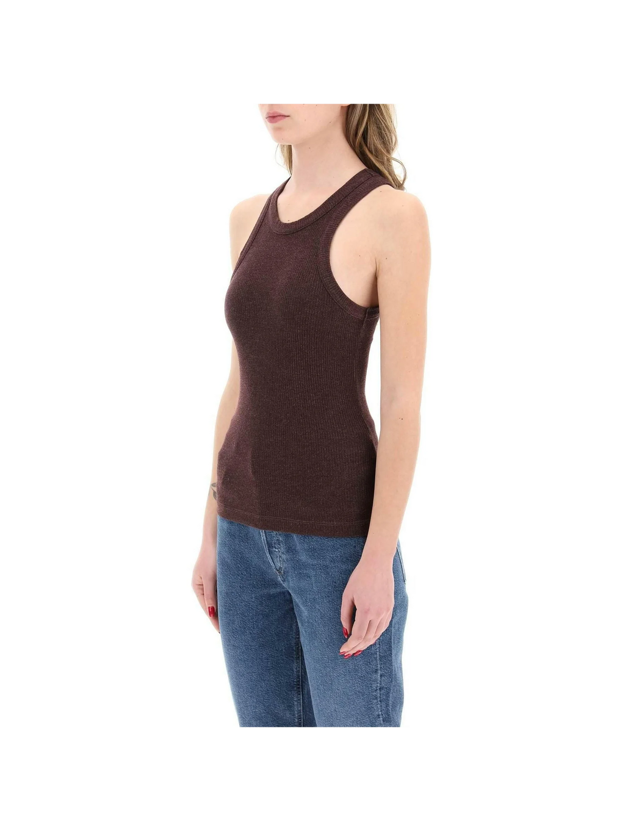 Red Raisin Bailey Knit Sleeveless Tank Top AGOLDE JOHN JULIA.