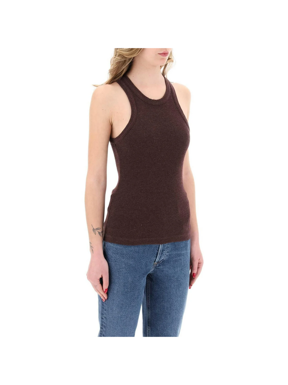 Red Raisin Bailey Knit Sleeveless Tank Top AGOLDE JOHN JULIA.