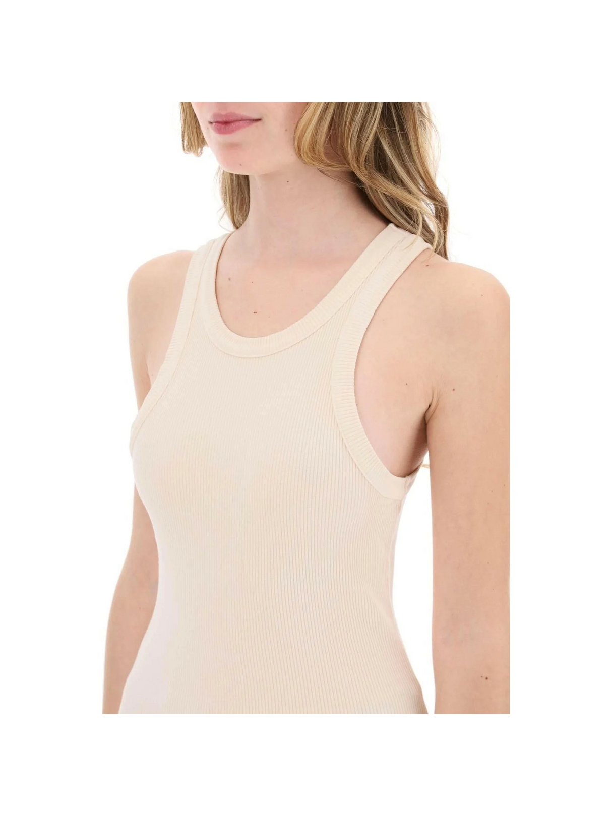 Ribbed Organic Cotton Sleeveless Top in Bath Salt AGOLDE JOHN JULIA.