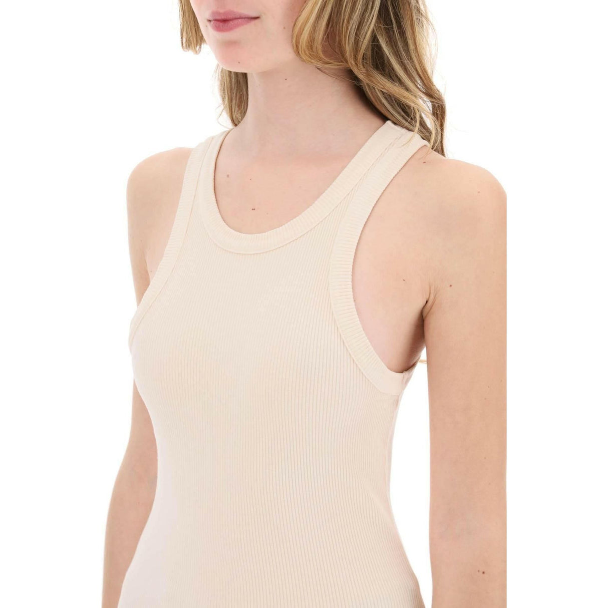 Ribbed Organic Cotton Sleeveless Top in Bath Salt AGOLDE JOHN JULIA.