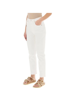 Riley High Rise Straight Crop Stretch Cotton Jeans in Sour Cream AGOLDE JOHN JULIA.