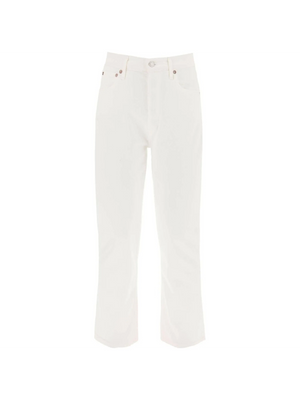 Riley High Rise Straight Crop Stretch Cotton Jeans in Sour Cream AGOLDE JOHN JULIA.