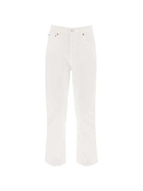 Riley High Rise Straight Crop Stretch Cotton Jeans in Sour Cream AGOLDE JOHN JULIA.